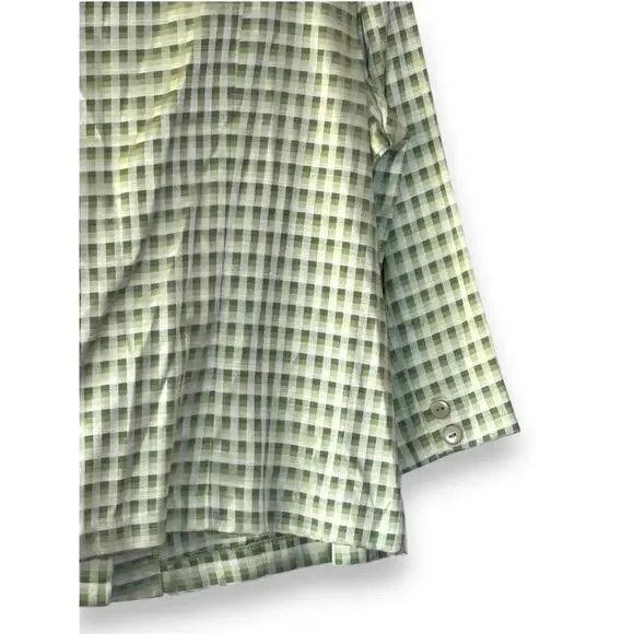 Vintage Betsy's Things Green Gingham Work Jacket Size 12 Shoulder Pads 80s 90s - Picture 5 of 8